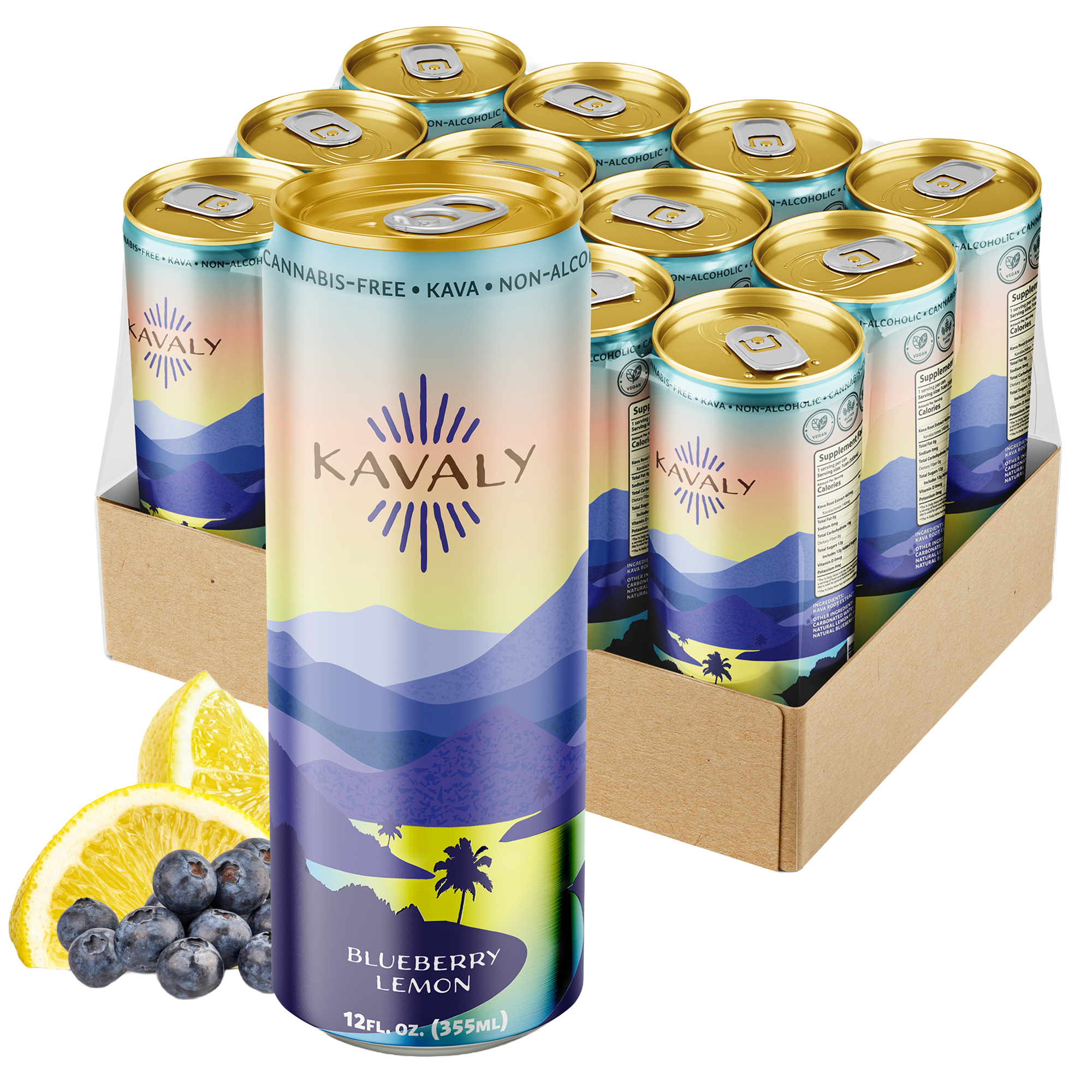 Kavaly Original Blueberry Lemon Kava-Infused Sparkling Tonic