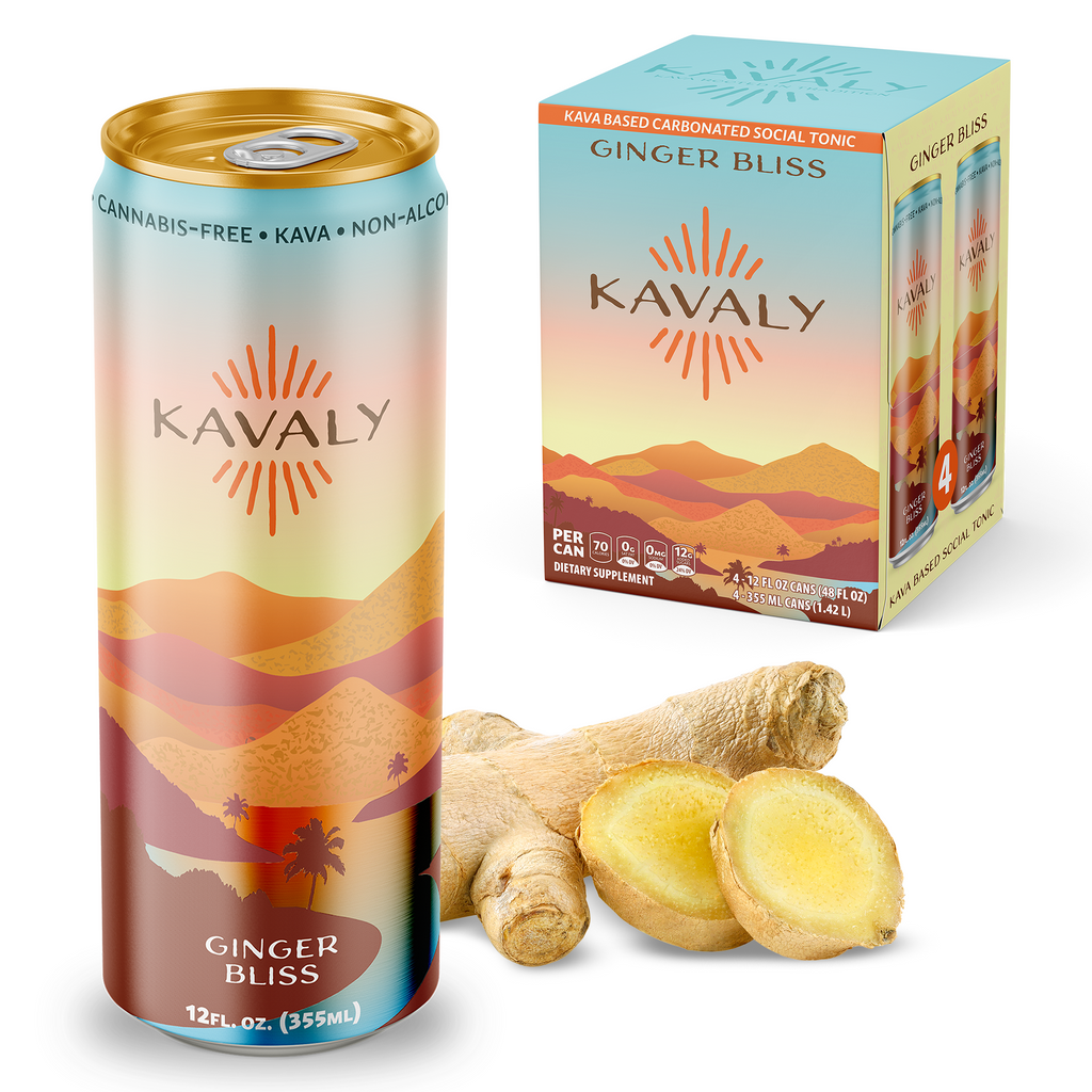 Kavaly Ginger Bliss Original Kava-Infused Sparkling Tonic