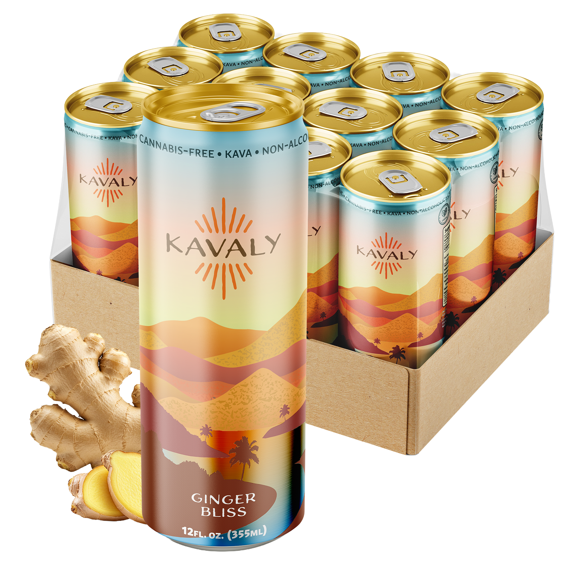 Kavaly Ginger Bliss Original Kava-Infused Sparkling Tonic