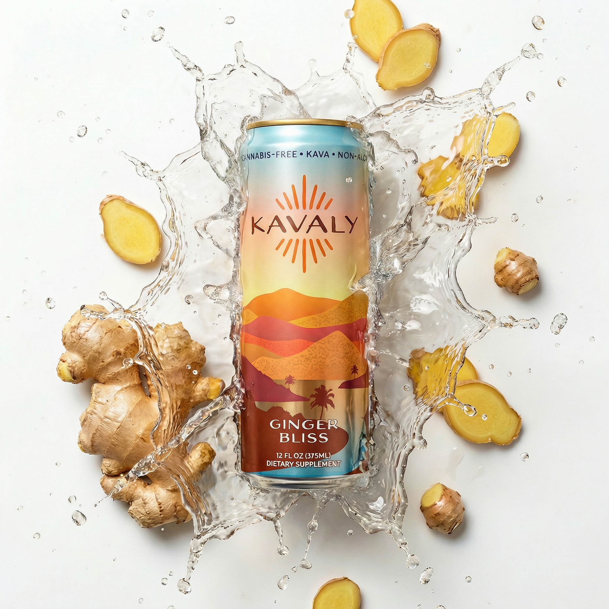 Kavaly Ginger Bliss Original Kava-Infused Sparkling Tonic