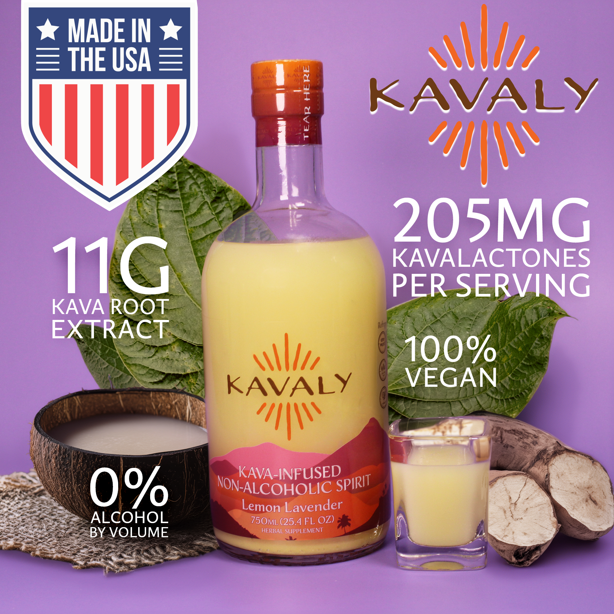 Kavaly Non-Alcoholic Kava-Infused Spirits 750ml
