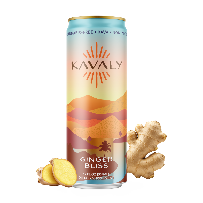 Kavaly Ginger Bliss Original Kava-Infused Sparkling Tonic